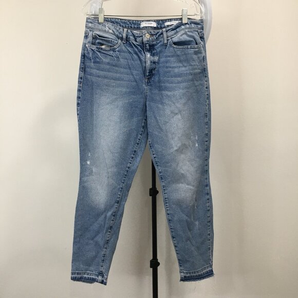 GUESS Light Wash 1981 The Skinny Distressed 5 Pocket Raw Edge Hem Jeans - Picture 1 of 15